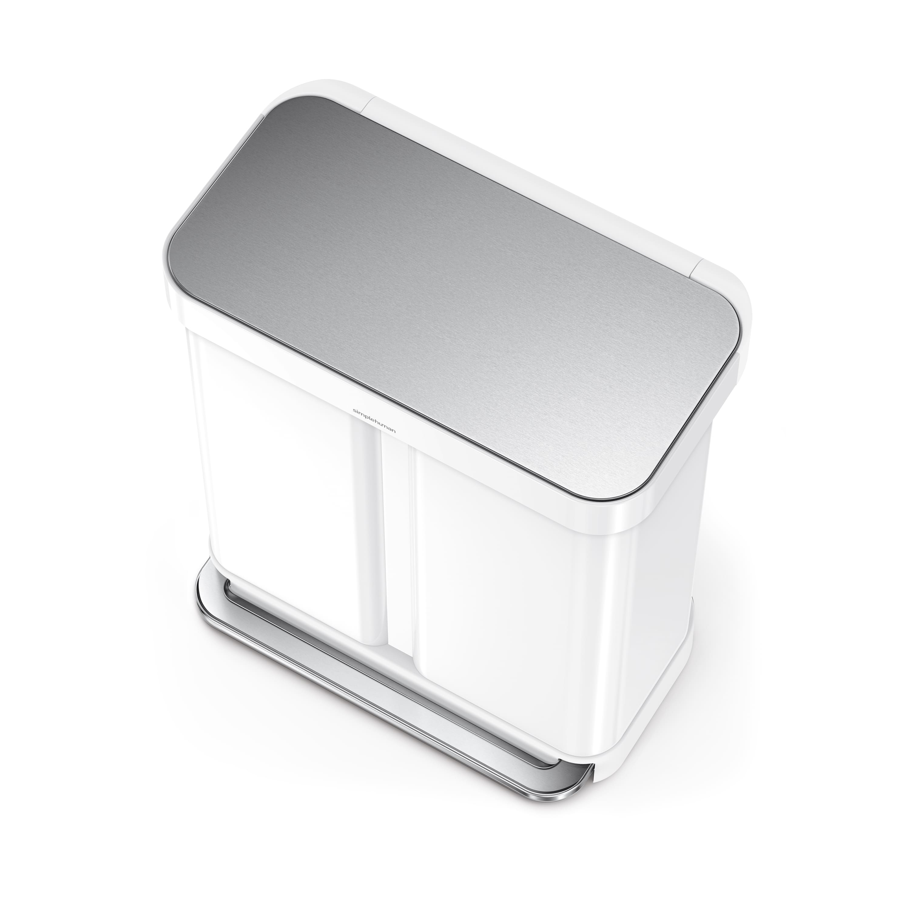 simplehuman 58L recycler rectangular step can, steel White CW2118