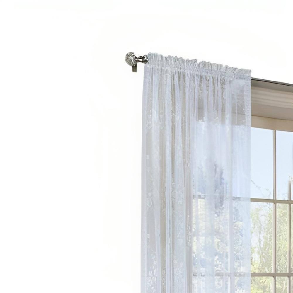Angle. Commonwealth Home Fashions - Commonwealth Habitat Mona Lisa Jacquard Lace Tailored Sheer Panel - 56x84" - White - White.