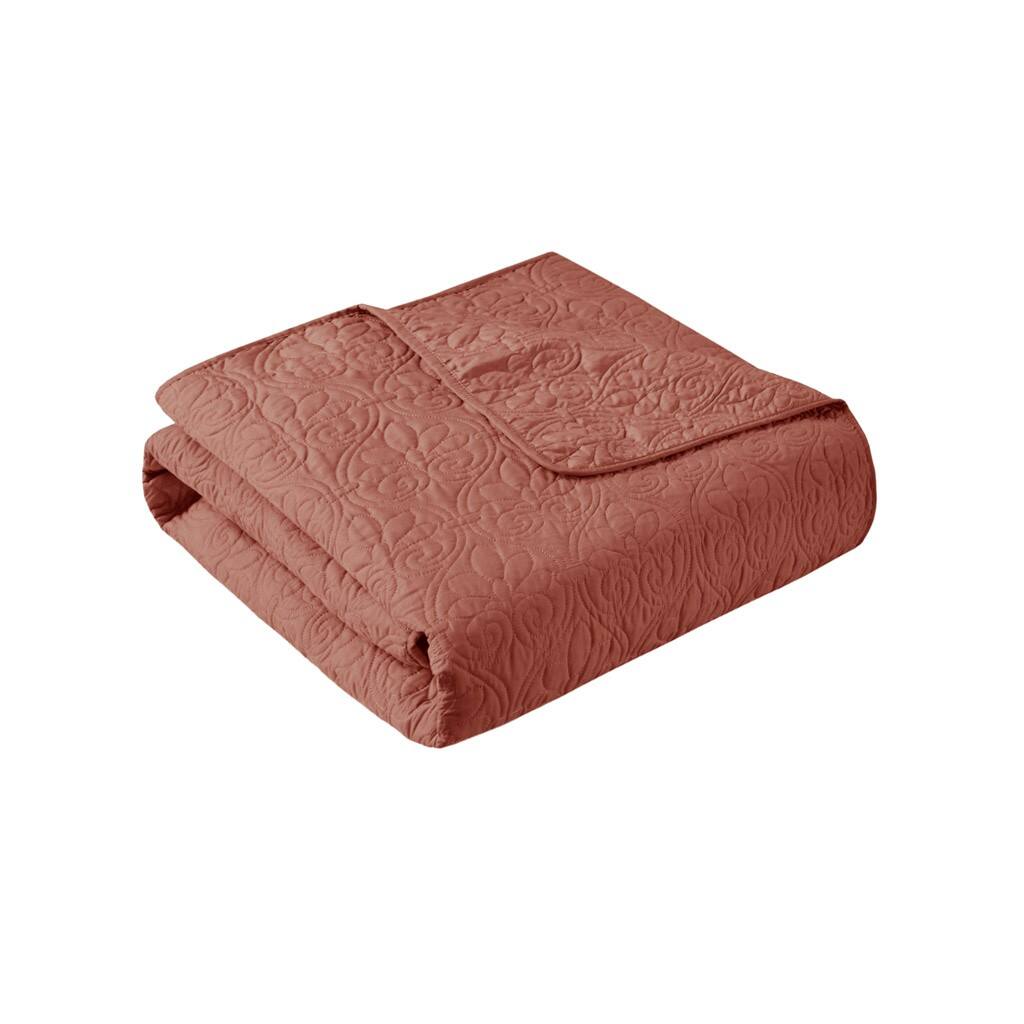 Alt View 3. Gracie Mills - Gracie Mills Sandy Reversible Bedspread Set with Classic Stitch Pattern - Clay Red.