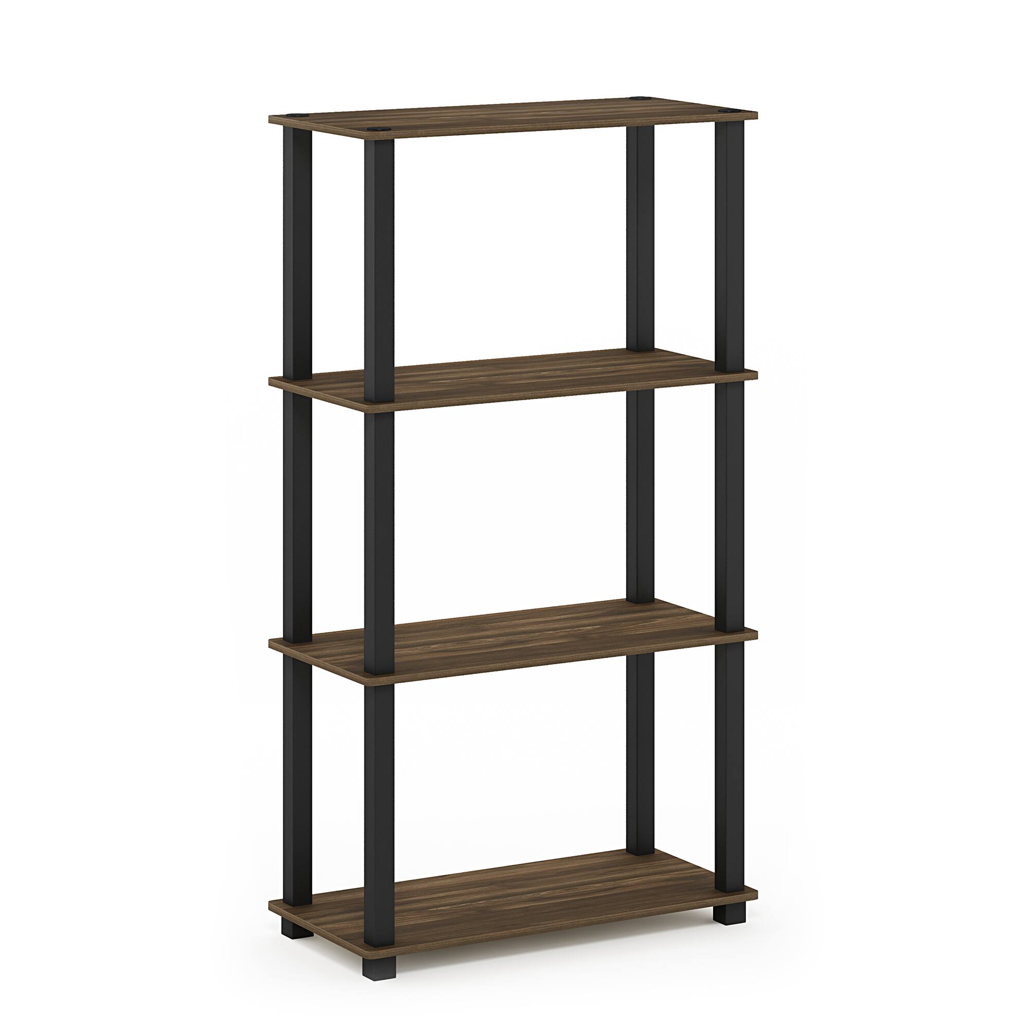 Alt View 4. HOMLUX - 4-Tier 43.3" Corner Shelf Open Shelves for Display for Living Room and Office Organization Columbia Walnut - Columbia Walnut & Black.