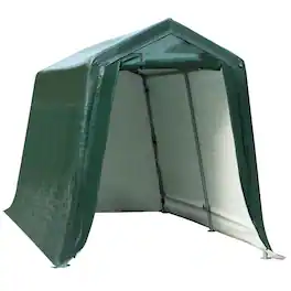 Costway - 7'x12' Patio Tent Carport Storage Shelter Shed Car Canopy Heavy Duty - Green