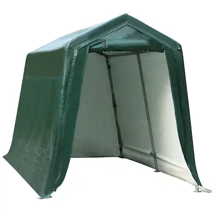Front. Gymax - Gymax 7'x12' Patio Tent Carport Storage Shelter Shed Car Canopy Heavy Duty Green - Green.