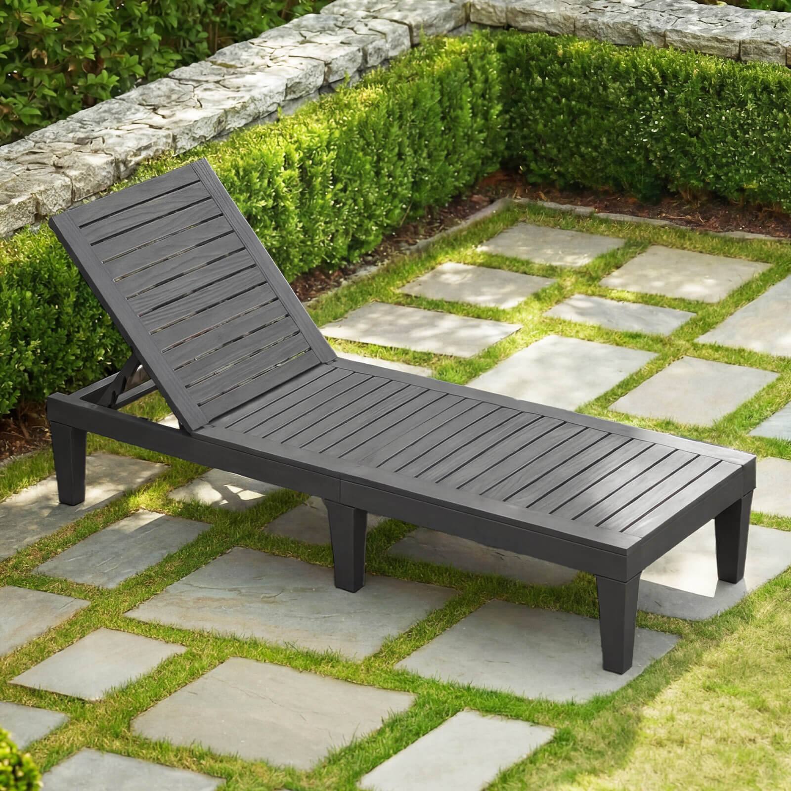 Alt View 5. Costway - Costway 2 PCS Lounge Chair Chaise Recliner Weather Resistant Adjustable - Gray.