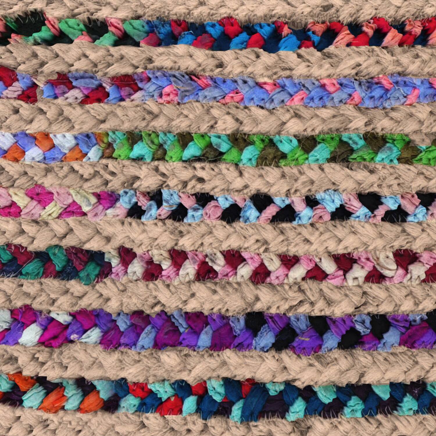 Alt View 8. Simpli Home - Simpli Home Margo 30 inch Wide Round Pouf in Multi-Color Handwoven Jute and Cotton - Multi Color.