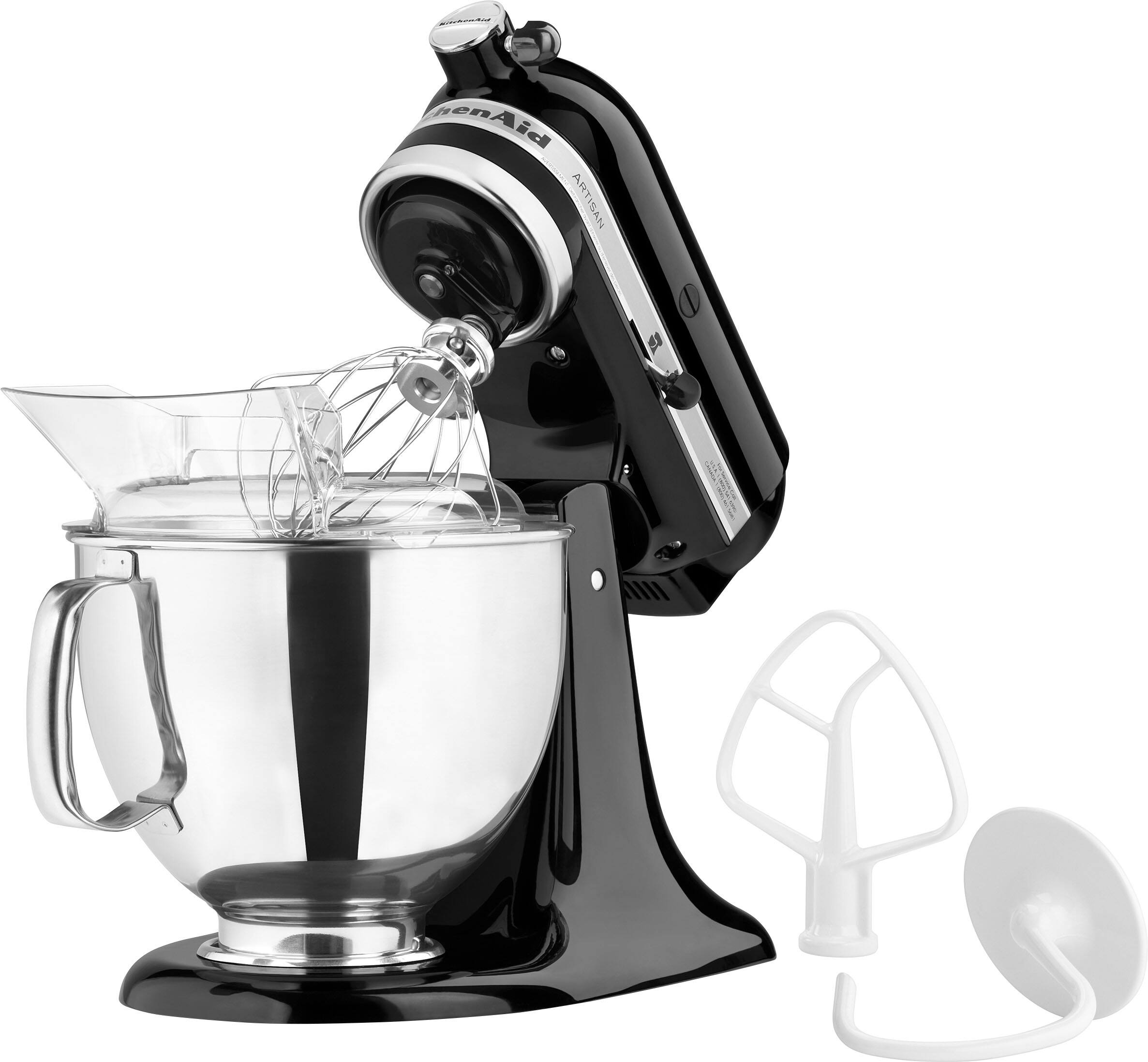 Left. KitchenAid - KitchenAid Artisan Series 5 Quart Tilt-Head Stand Mixer - KSM150PSOB.