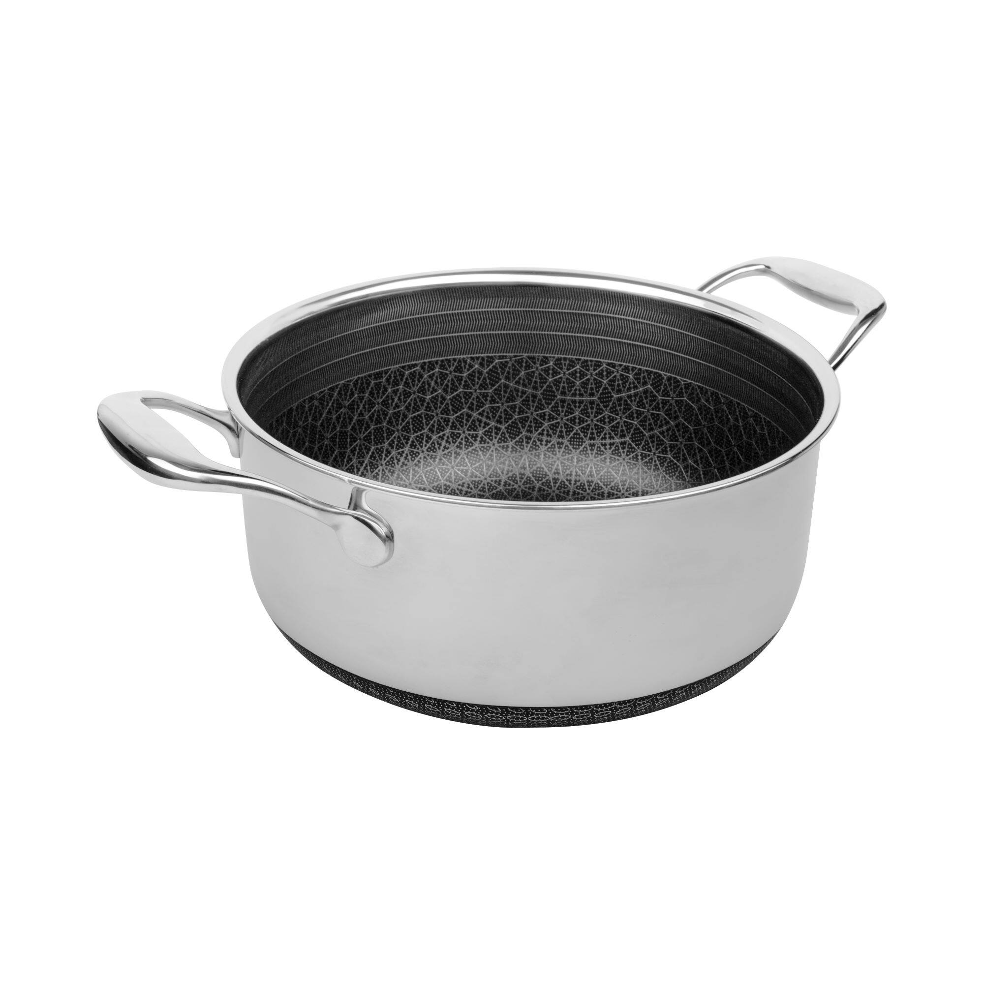 Alt View 3. Livwell Brands - DiamondClad™ 6 Quart Hybrid Nonstick Stainless Steel Stock Pot and Lid, Dishwasher Safe, PFOA-free – Silver/Black - Black/Silver.
