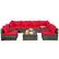 Front. Costway - 7PCS Patio Rattan Furniture Set Sectional Sofa Garden Cushion - Red.