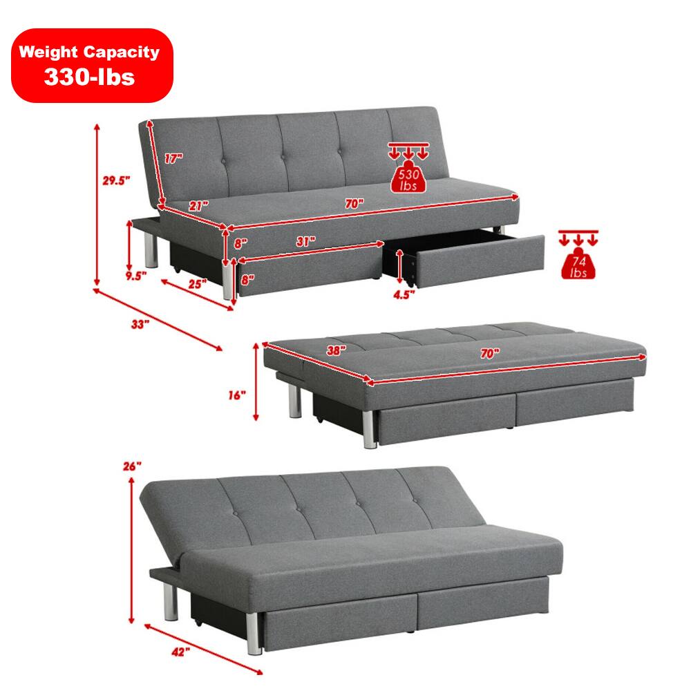 Weight Capacity: 330-lbs

Dimensions:
- 29.5" x 17" x 21" x 70"
- 9.5" x 25" x 8" x 31" x 4.5"
- 33" x 38" x 70" x 16" x 26" x 42"

Weight:
- 530 lbs
- 74 lbs