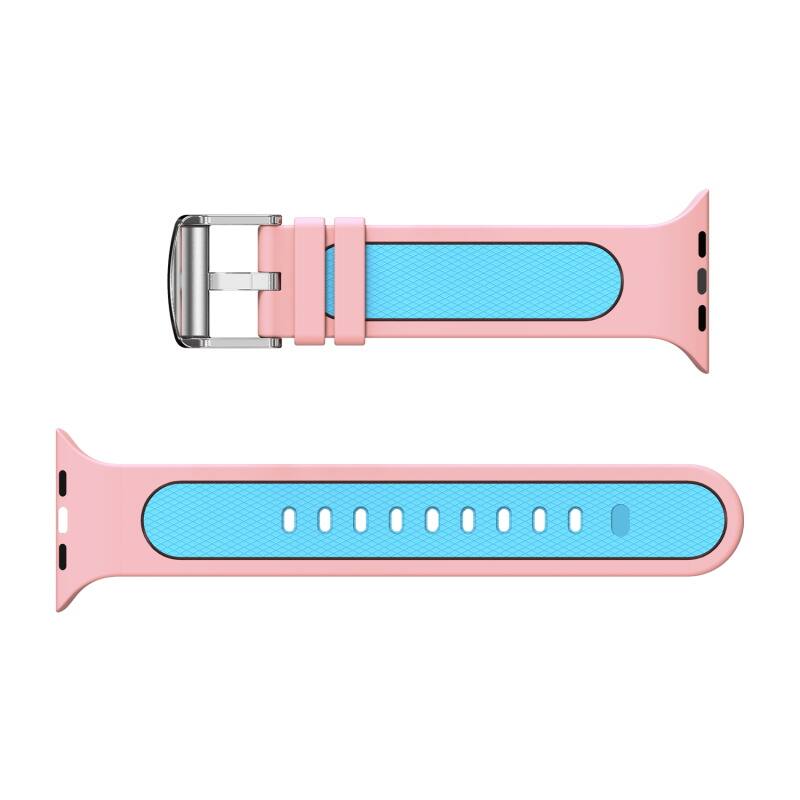 Alt View 4. Mybat Pro - MyBat Pro Silicone Antimicrobial Watchband for Apple Watch 38mm / 40mm - Pink / Teal - Pink.