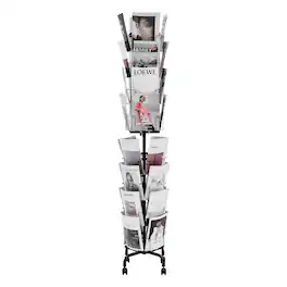 VEVOR - Greeting Cards Display Rack,32 Pockets Rotating Postcard Brochure Display Stand,360° Spinning with 4 Wheels (2 Lockable) - Black