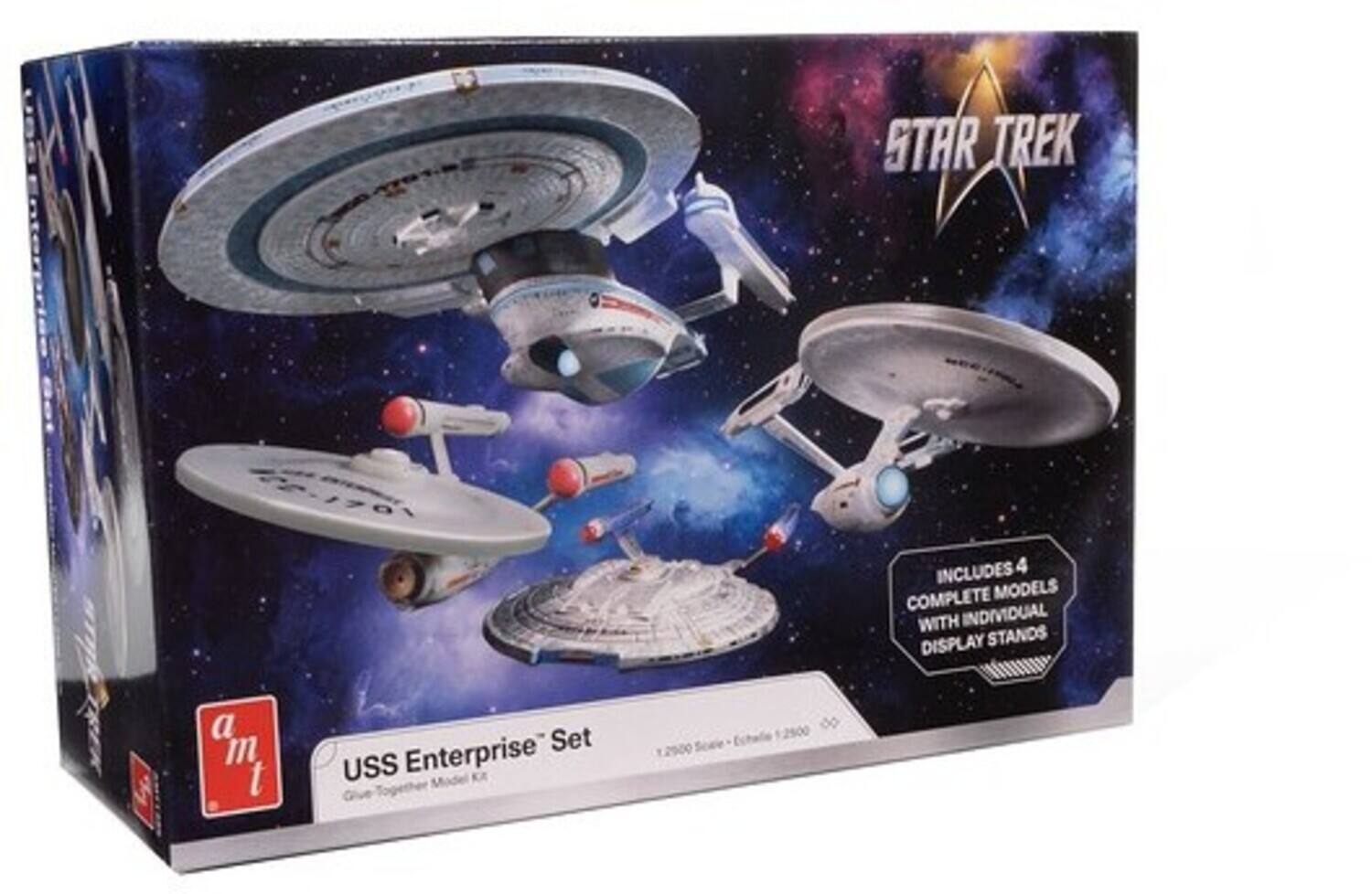 Star Trek includes 4 complete models with individual display stands. a m t Set USS Enterprise 1:2900