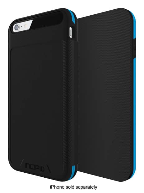 Front. Incipio - [Performance] Series Level 3 Folio Case for Apple® iPhone® 6 Plus and 6s Plus - Black/Cyan.