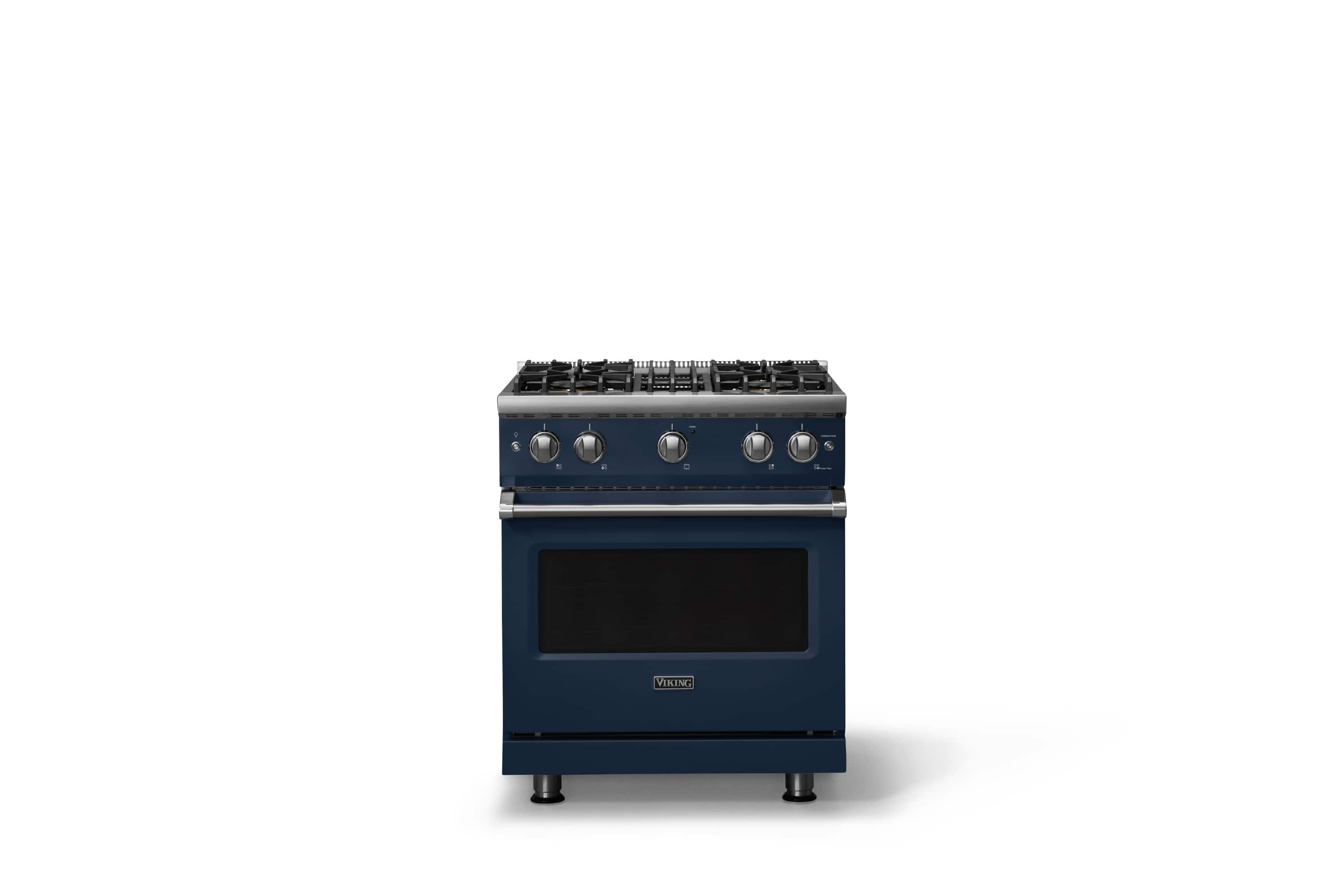 Front. Viking - 30 in. Wide Pro 5 Series 4.0 Cu. Ft. Freestanding Sealed 4 Burner Gas Convection Range - Slate Blue - Slate Blue.