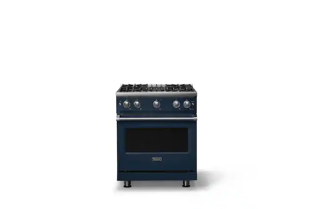 Front. Viking - 30 in. Wide Pro 5 Series 4.0 Cu. Ft. Freestanding Sealed 4 Burner Gas Convection Range - Slate Blue - Slate Blue.