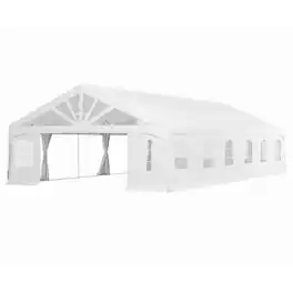 Outsunny - 19.5' x 39' Heavy Duty Party Tent Outdoor Gazebo Wedding Tent Event Shelter Carport BBQ - White