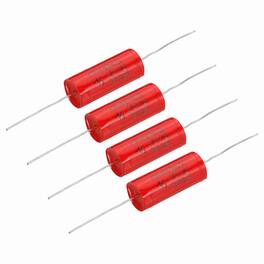 Unique Bargains - 4pcs 2.7uf Frequency Divider Capacitor, 250V Axial Audio Speaker Crossover MKP Film Capacitor - Red