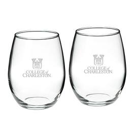 Jardine - Charleston Cougars 21oz. 2-Piece Stemless Wine Glass Set - Multicolor