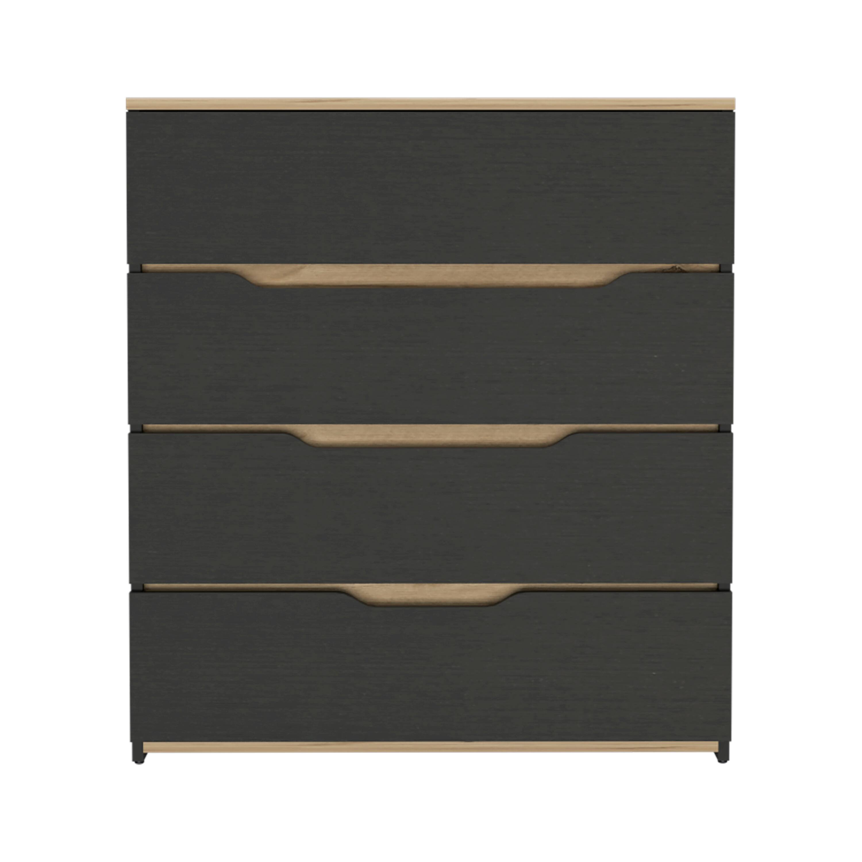 TuHome - Zoe Dresser, Superior Top, Four Drawers - Black / Light Oak