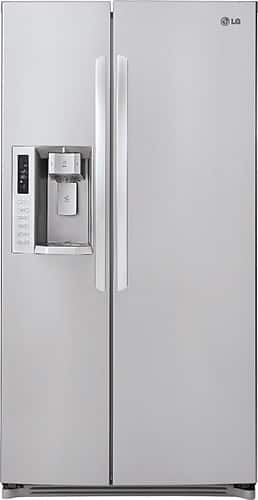 Front Standard. LG - 23.6 Cu. Ft. Counter-Depth Side-by-Side Refrigerator - Stainless-Steel.