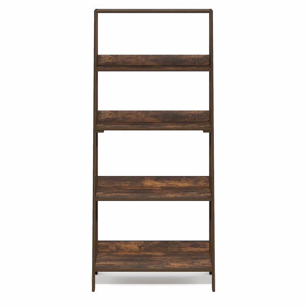 Back. Furinno - LADDER Book Shelf, 5-Tier Ladder Shelf, Open Frame Design Bookshelf, Standing Display Storage Shelves, 13 x 23.6 x 53.5 - Amber Pine.
