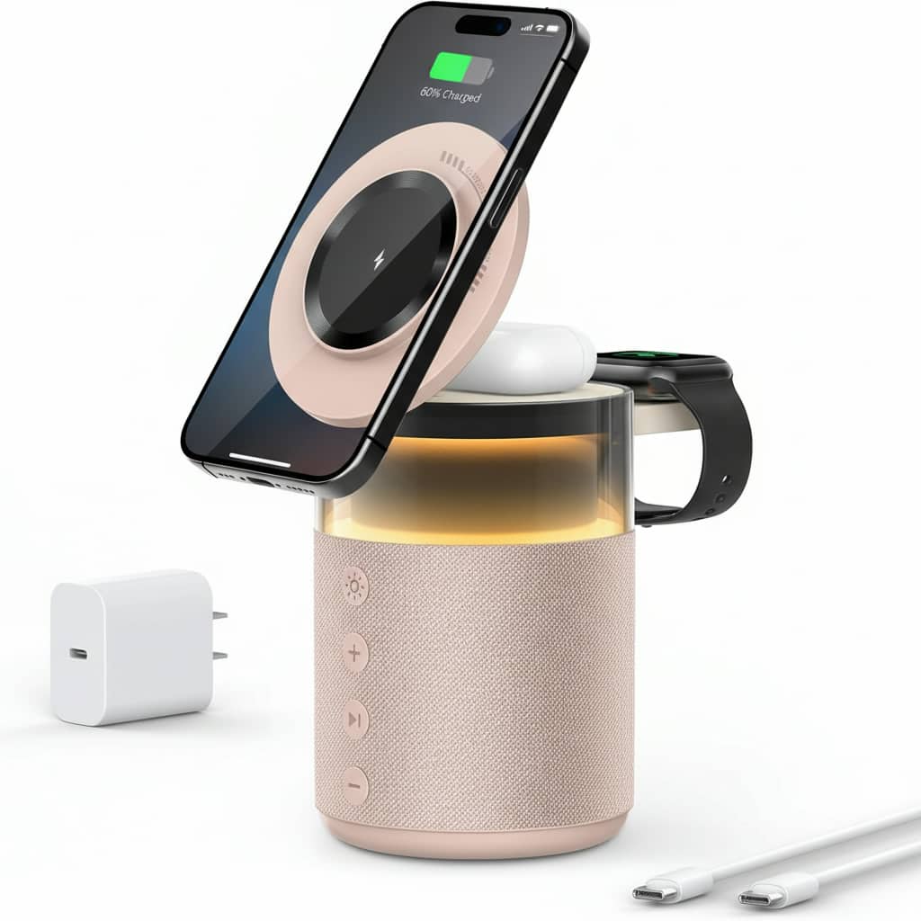 3P Experts - FOREVER SUNDAY 5-in-1 Multifunctional Speaker Charging Station - Blush