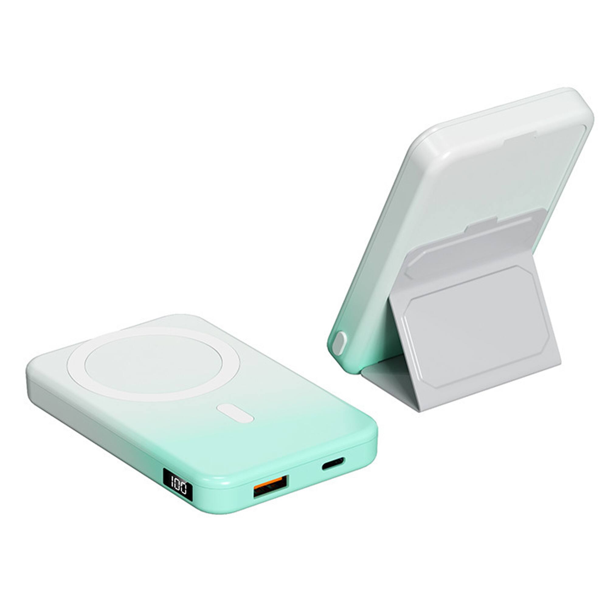 Front. YONWAY - 10000mAh Magnetic Fast Charging PowerBank, Foldable Wireless Charger with Stand and LED Display Battery Pack for iPhone.