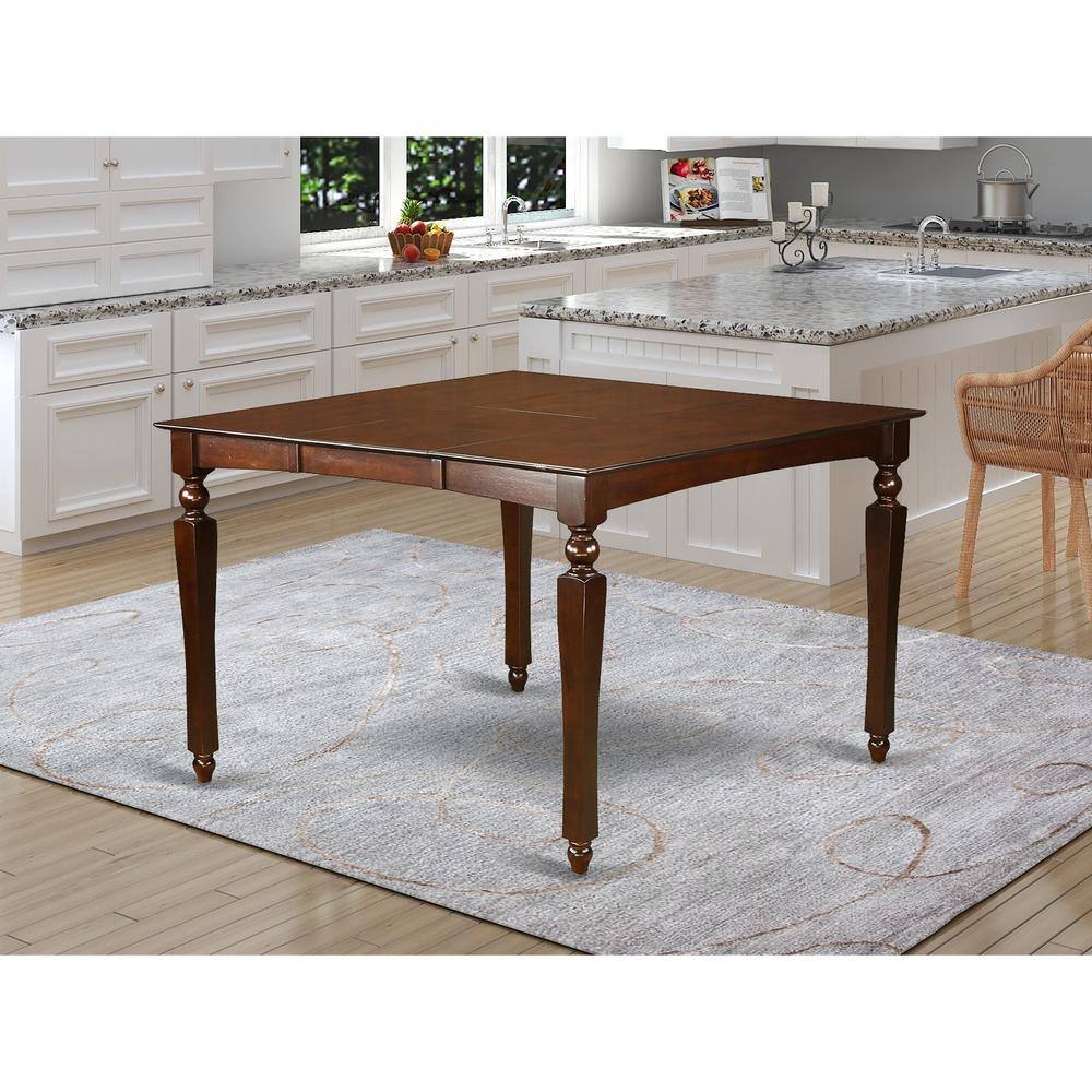 Left. East West Furniture - CHEL5-MAH-C 5 Pc counter height Dining set-Square gathering Table with 4 Stools - Mahogany.