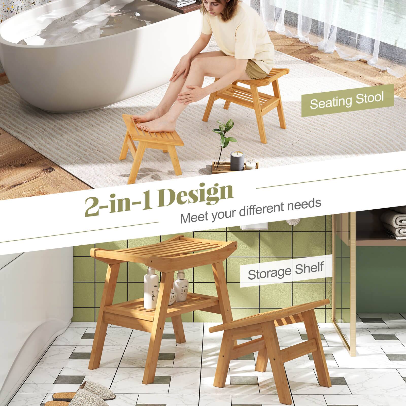 Seating Stool 2-in-1 Design: Meet your different needs. Storage Shelf.