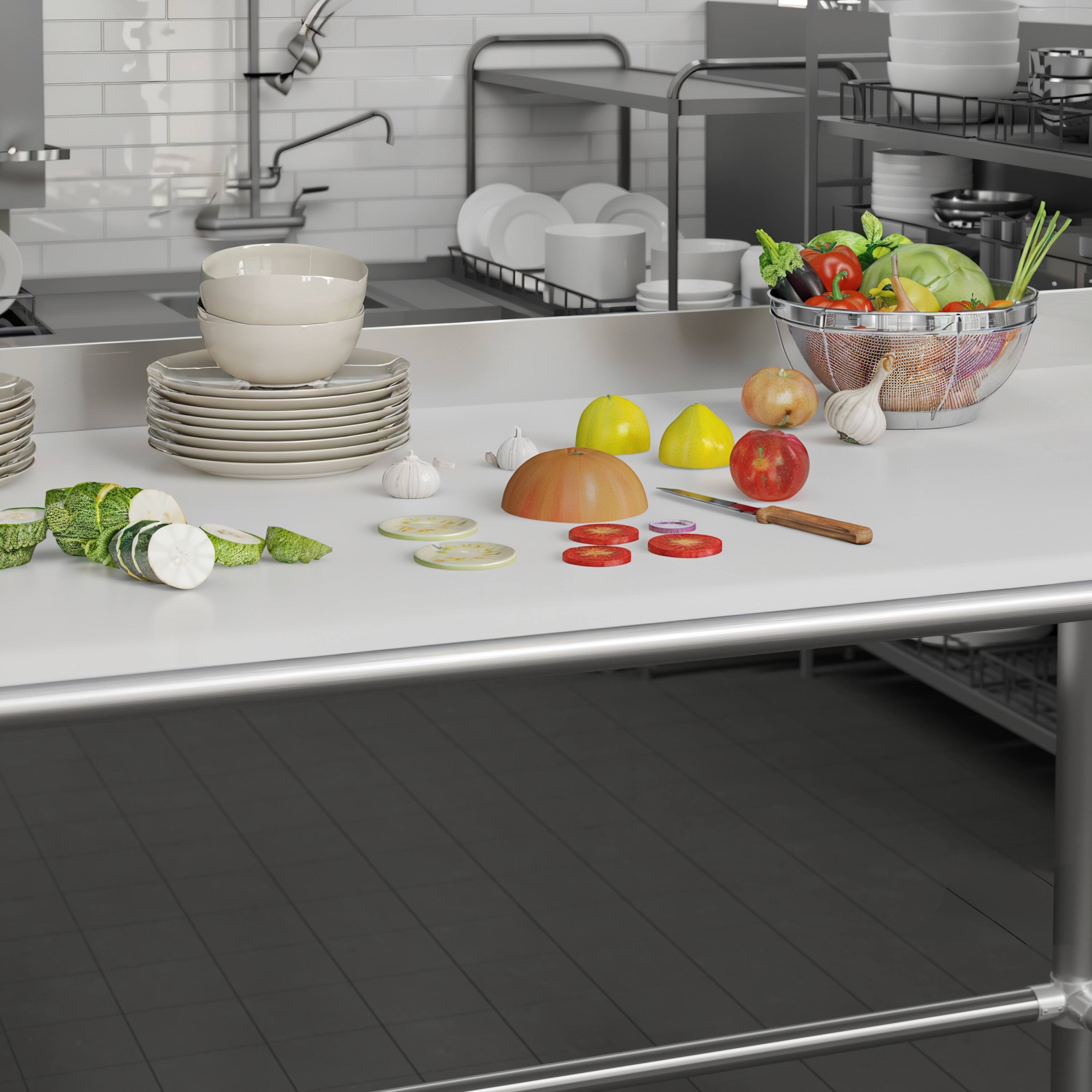 Alt View 2. Flash Furniture - Denton Commercial Grade NSF Certified High-Pressure 0.75" Thick Poly Top Cutting Board with Brackets for Kitchen Tableto - White.