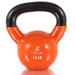ProsourceFit - Vinyl Coated Iron Kettlebell, 15 lbs - Orange