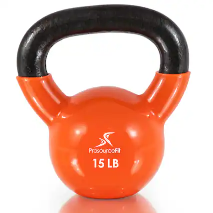 Front. ProsourceFit - ProsourceFit Vinyl Coated Iron Kettlebell, 15 lbs - Orange.