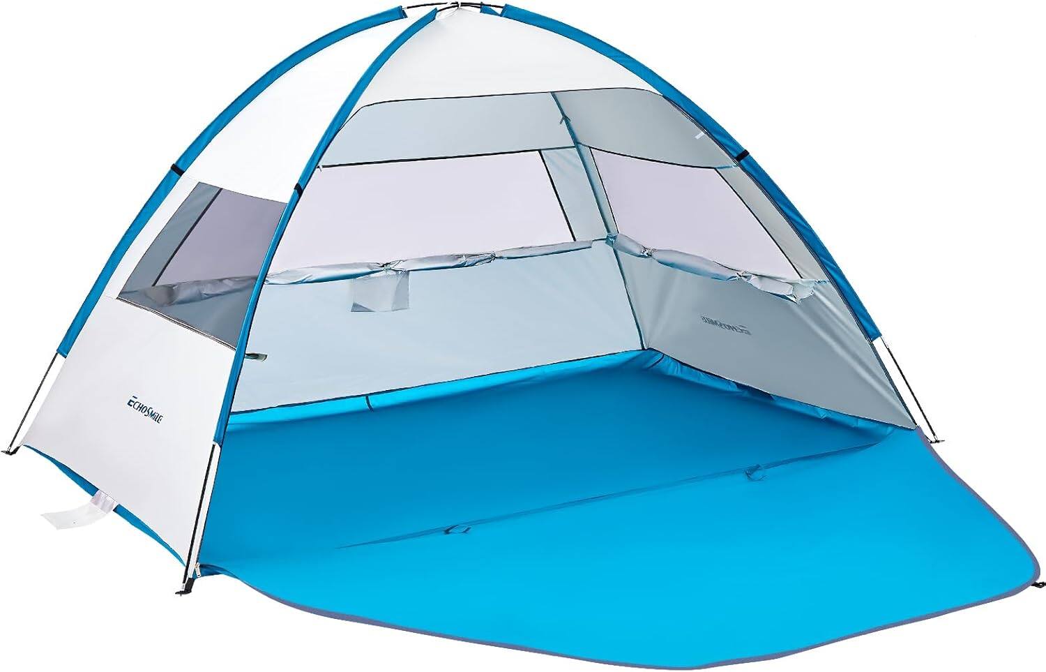 Wikistore - 3 Person Beach Cabana Tent UPF 50+ Sun Shelter Easy Setup Lightweight Portable for Family & Baby - Blue