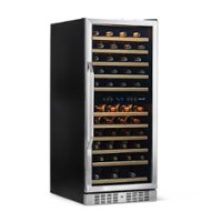 NewAir - 116-Bottle Dual Zone Built-in Wine Fridge with Quiet Operation and Beech Wood Shelves - Stainless Steel - Front_Zoom