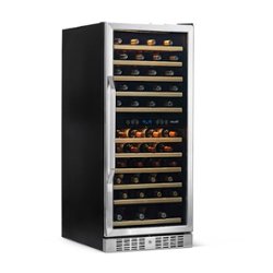 NewAir - 116-Bottle Dual Zone Built-in Wine Fridge with Quiet Operation and Beech Wood Shelves - Stainless steel - Front_Zoom