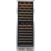 NewAir - 160-Bottle Dual Zone Built-in Wine Fridge with Beech Wood Shelves and Quiet Operation - Stainless Steel - Front_Zoom