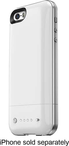 mophie - space pack External Battery Case for Apple® iPhone® SE, 5s and 5 - Gloss White-Front_Standard
