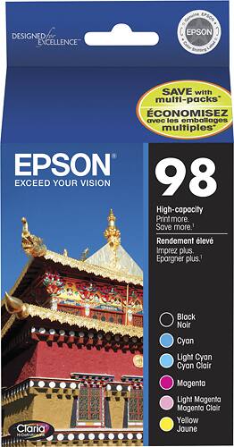 Epson - 98 6-Pack High-Yield Ink Cartridges - Cyan/Light Cyan/Magenta/Light Magenta/Yellow/Black - Larger Front