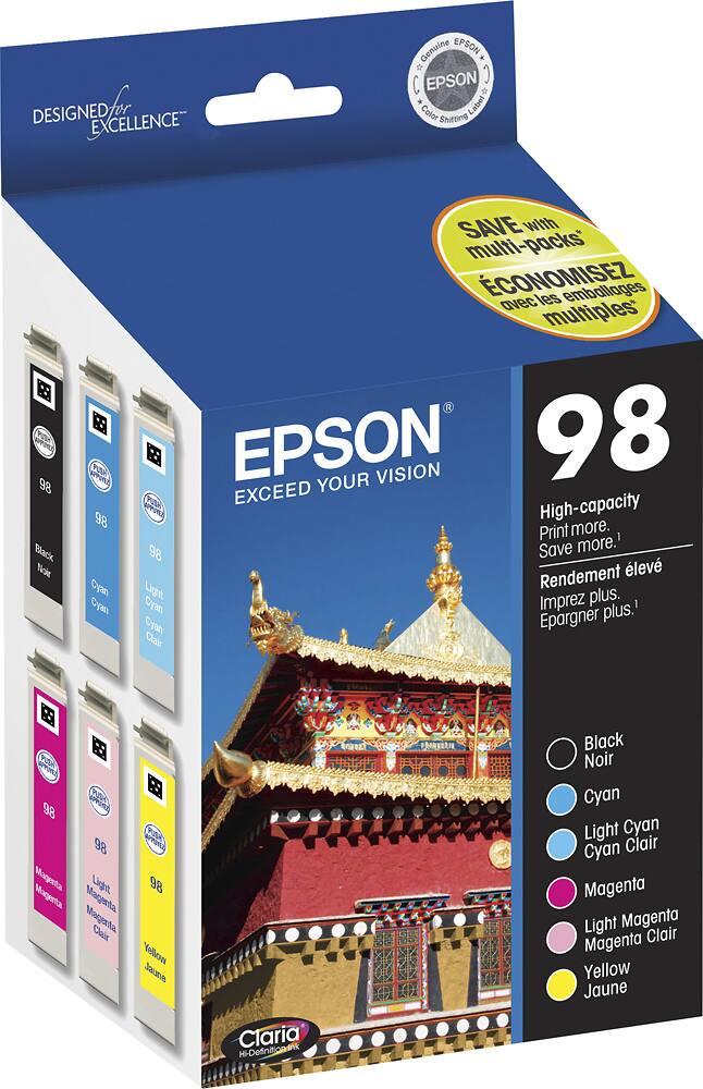 Alt View 1. Epson - 98 6-Pack High-Yield Ink Cartridges - Cyan/Light Cyan/Magenta/Light Magenta/Yellow/Black.