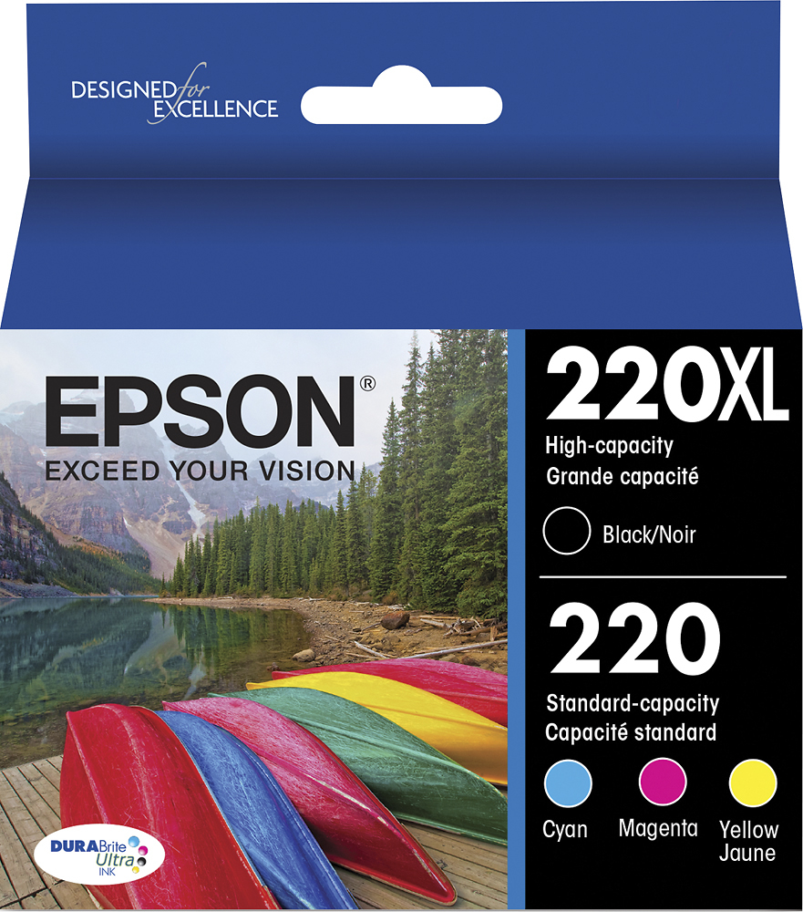 Epson - 220/220XL 4-Pack Ink Cartridges High Capacity and Standard Capacity - Cyan/Magenta/Yellow/Black