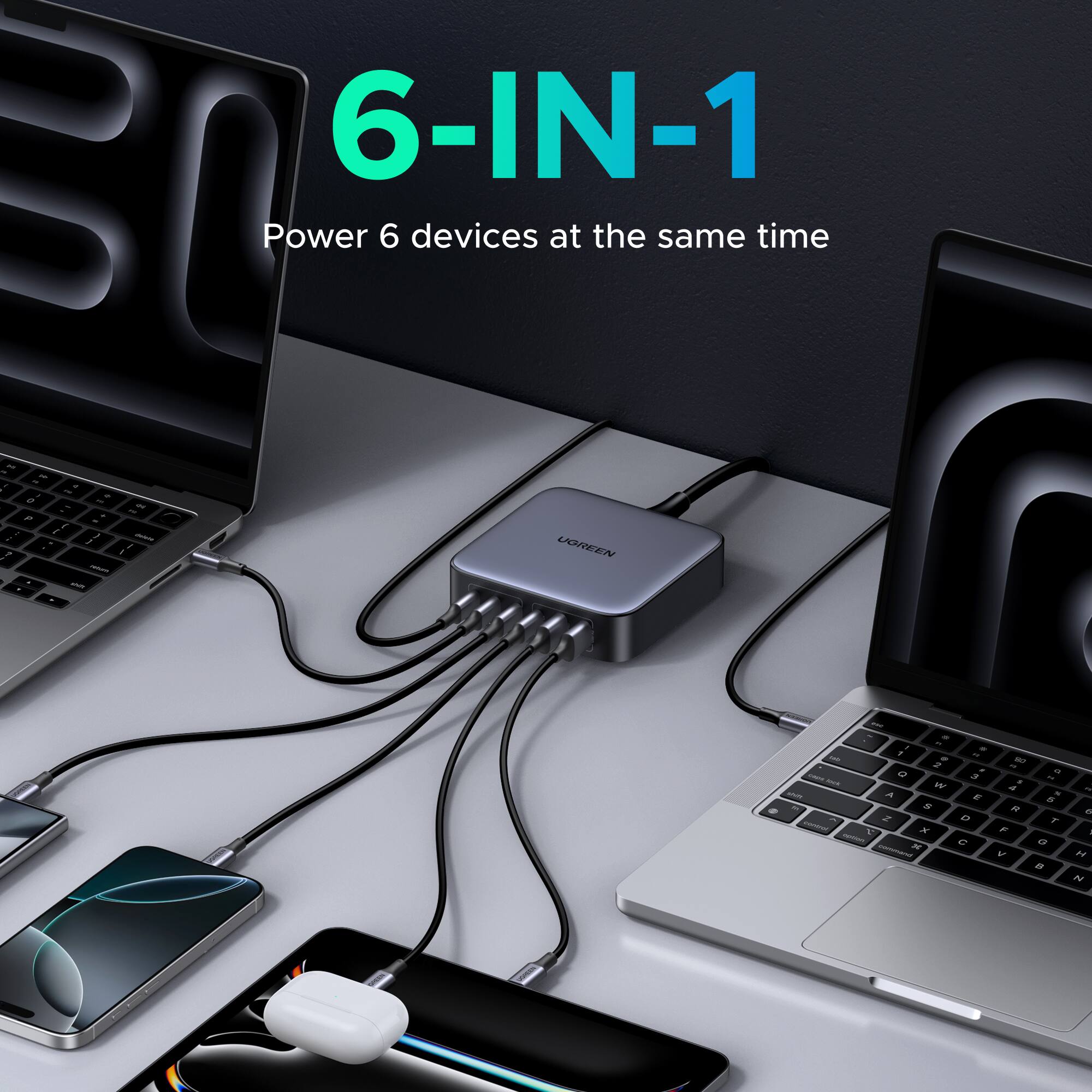 6-IN-1
Power 6 devices at the same time
UGREEN