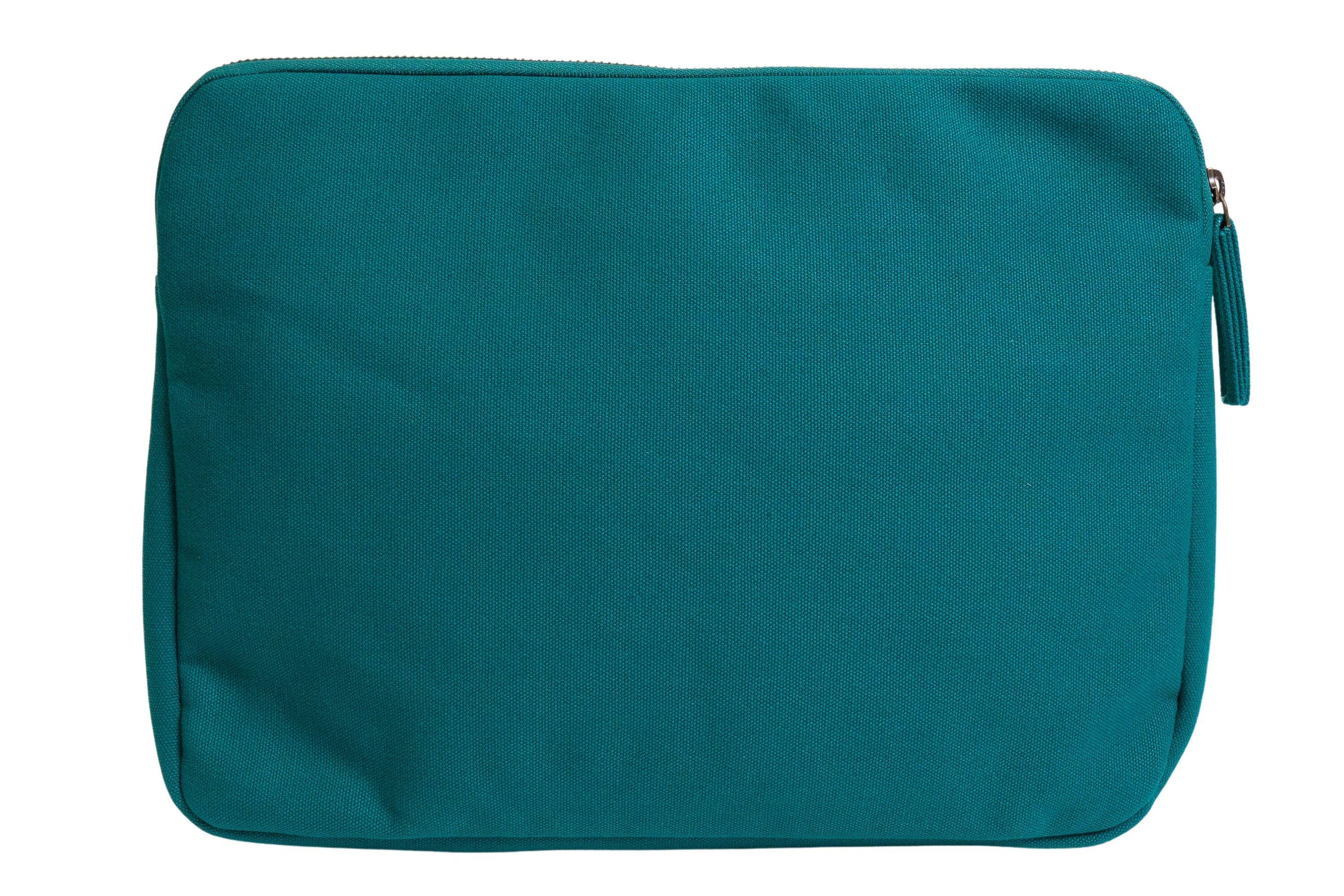 Back. Terra Thread - Organic Cotton Laptop Sleeve 13 inches - Deep Sea Teal.