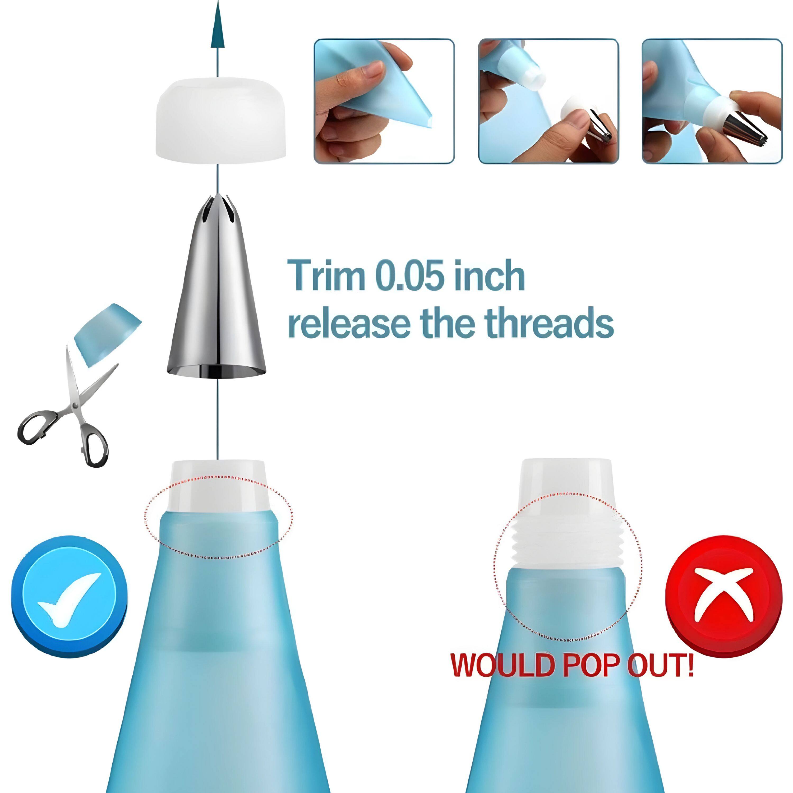 Trim 0.05 inch  
release the threads  

WOULD POP OUT!