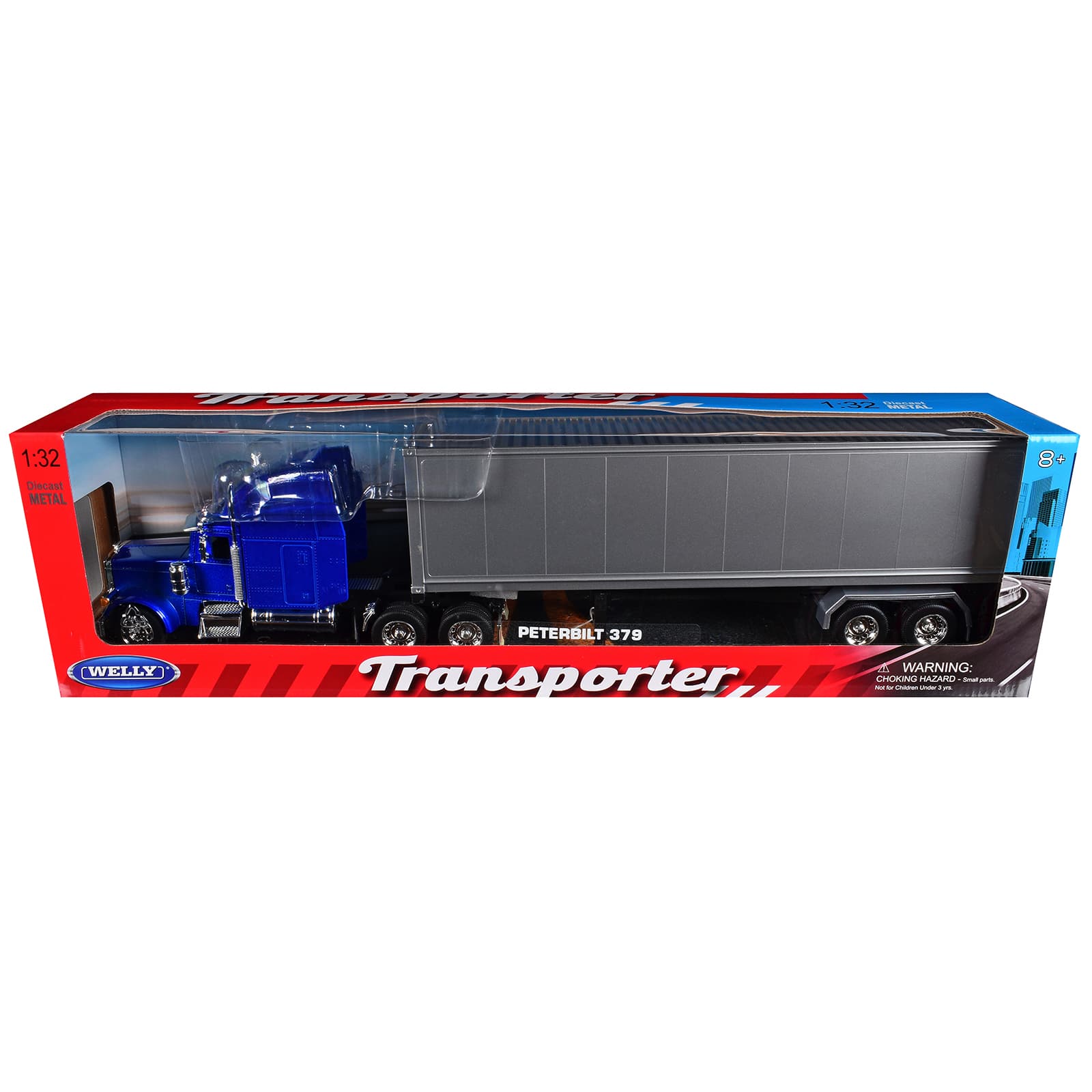 "Peterbilt 379 Truck Blue Metallic with Silver Container ""Transporter"" Series 1/32 Diecast Model by Welly" price history on PriceWatchPro