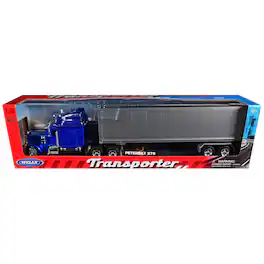 Peterbilt 379 Truck Blue Metallic with Silver Container "Transporter" Series 1/32 Diecast Model by Welly