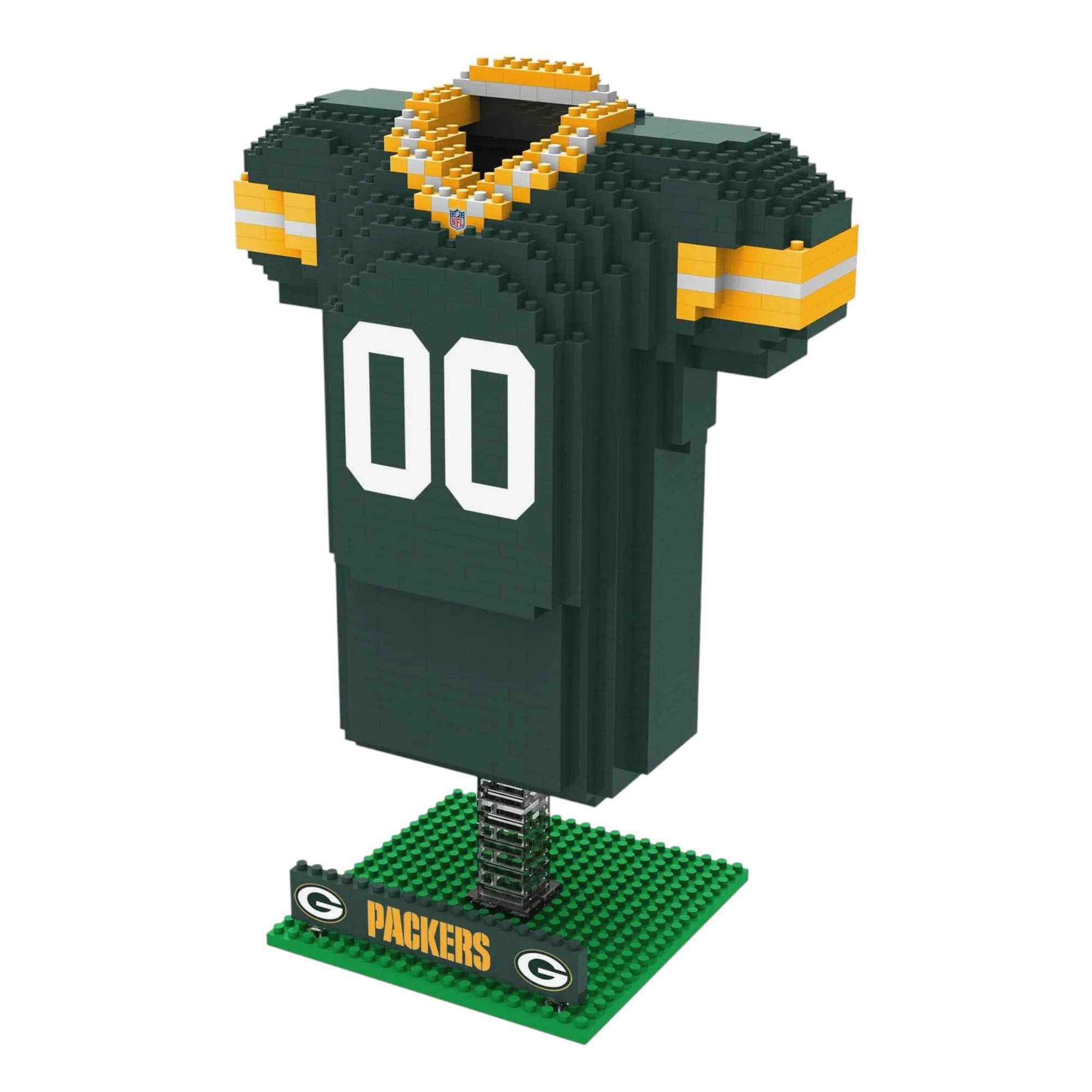 Front. Forever Collectibles - Green Bay Packers NFL BRXLZ Jersey 1074-Piece Building Block Set - Green.