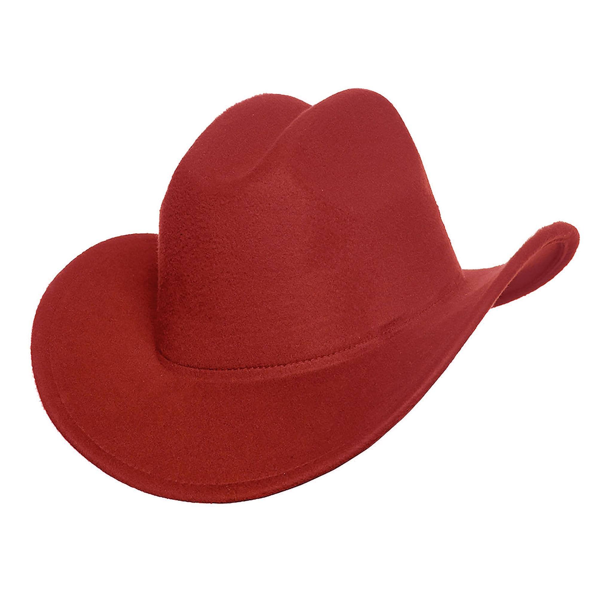 Alt View 1. Underwraps - Cattleman Thick Felt Cowboy Hat Adult Costume Accessory | Red - Red.