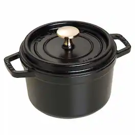 Staub - Cast Iron 1.25-qt Round Cocotte - Matte Black