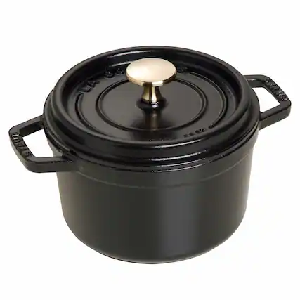 Front. Staub - Staub Cast Iron 1.25-qt Round Cocotte - Matte Black - Matte Black.