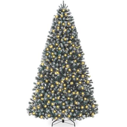 Front. Best Choice Products - Best Choice Products Artificial Frosted Christmas Tree, 6ft Premium Pre-Lit Spruce Design, Dense Branches Blue Spruce - Blue Spruce - Frosted.