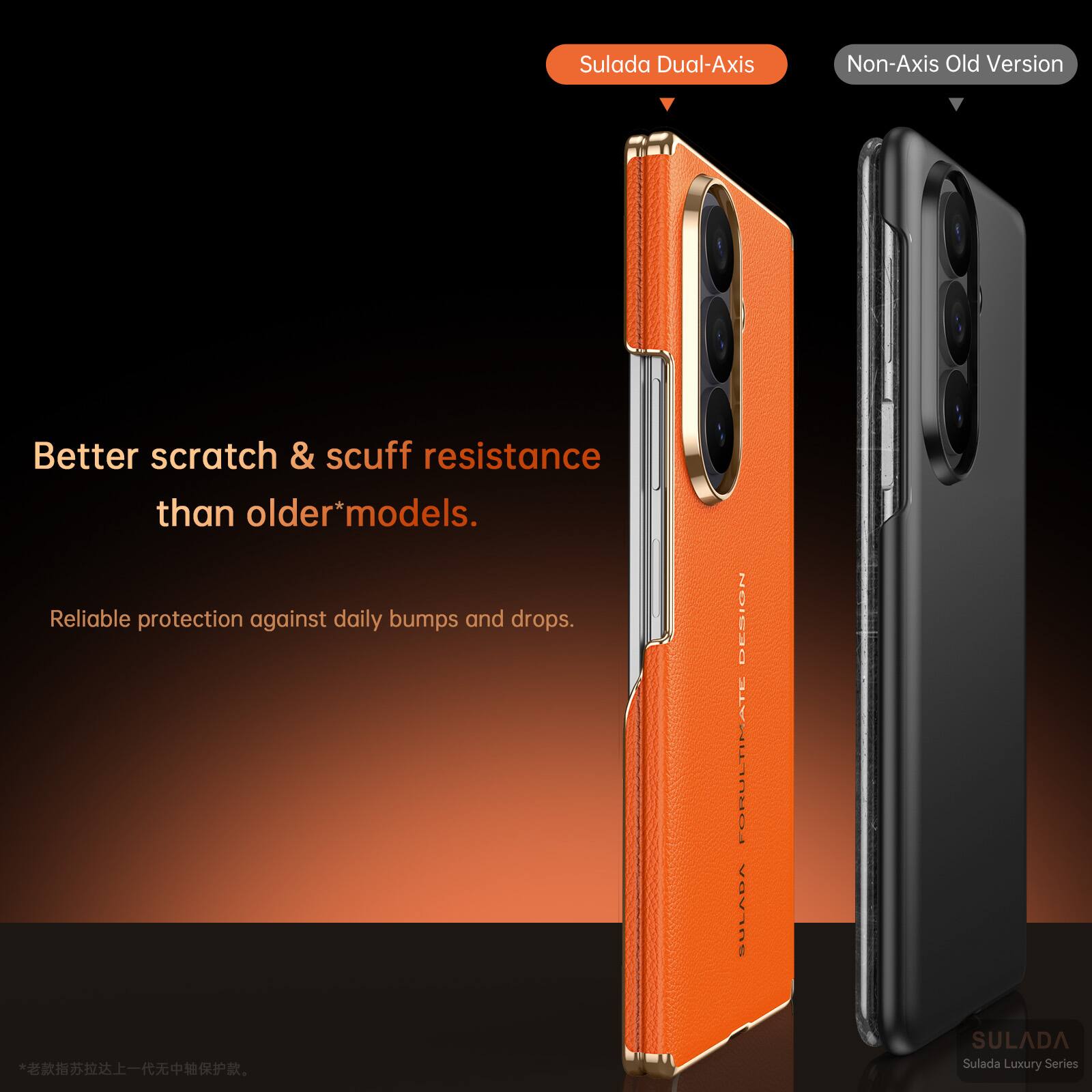 Sulada Dual-Axis Non-Axis Old Version Better scratch & scuff resistance than older*models. Reliable protection against daily bumps and drops. DESIGN FOR ULTIMATE NULUA * SULADA Sulada Luxury Series